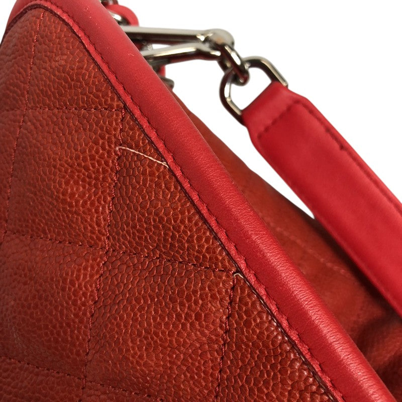シャネル CHANEL マトラッセ ホーボーバッグ レッド シルバー金具 ソフトキャビアスキン レディース ショルダーバッグ