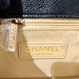 シャネル CHANEL トップハンドルプレートチェーンショルダー ブラック/ゴールド金具 キャビアスキン レディース ショルダーバッグ