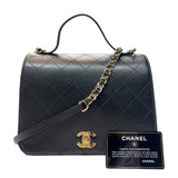 シャネル CHANEL マトラッセ2WAYチェーンショルダー ブラック ゴールド金具  カーフスキン レディース ショルダーバッグ