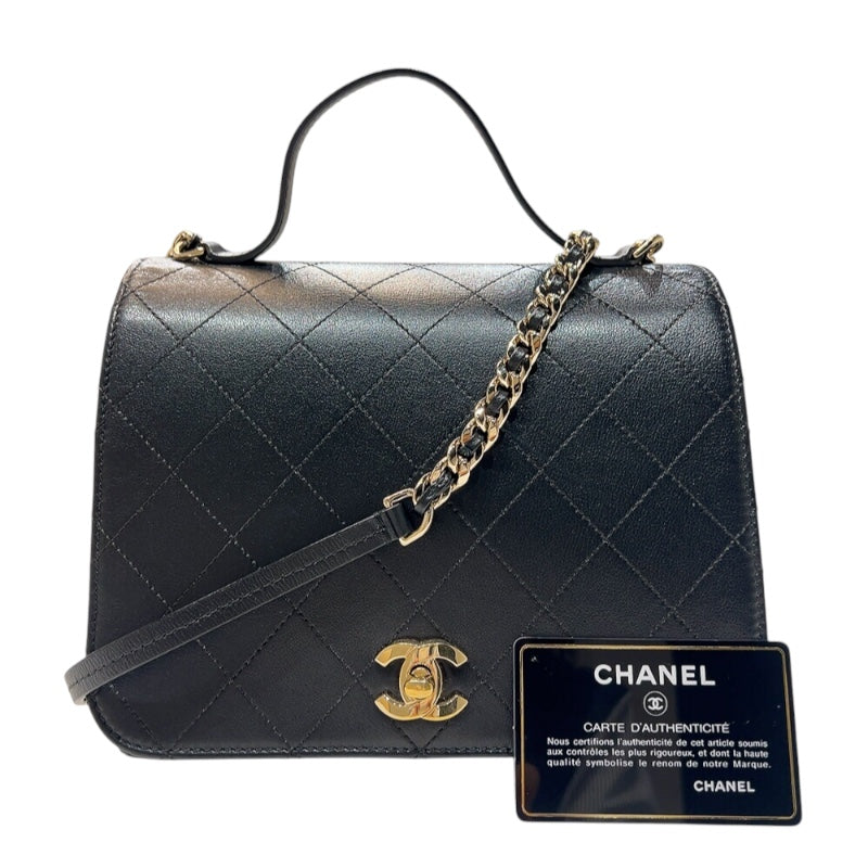 シャネル CHANEL マトラッセ2WAYチェーンショルダー ブラック ゴールド金具  カーフスキン レディース ショルダーバッグ