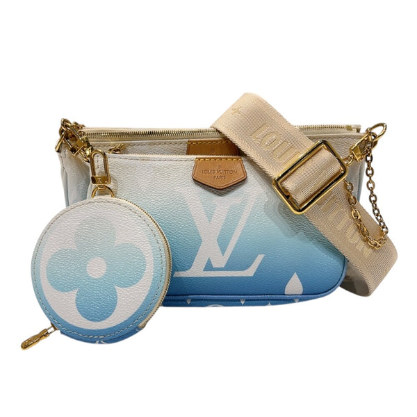 ルイ・ヴィトン LOUIS VUITTON ミルティポシェット・アクセソワール M57633 ブルー　ゴールド金具 モノグラムジャイアント レディース ショルダーバッグ
