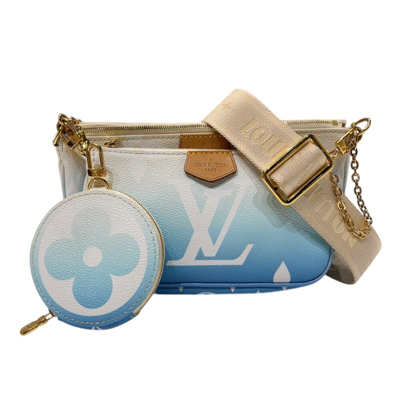 ルイ・ヴィトン LOUIS VUITTON ミルティポシェット・アクセソワール M57633 ブルー　ゴールド金具 モノグラムジャイアント レディース ショルダーバッグ