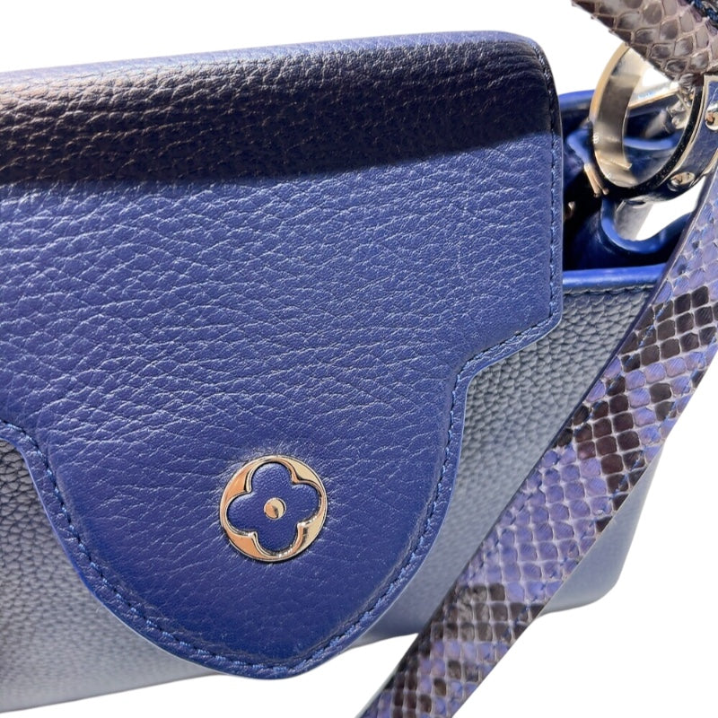 ルイ・ヴィトン LOUIS VUITTON カプシーヌBB N92667 ネイビー　シルバー金具 パイソン/レザー レディース ハンドバッグ