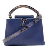 ルイ・ヴィトン LOUIS VUITTON カプシーヌBB N92667 ネイビー　シルバー金具 パイソン/レザー レディース ハンドバッグ
