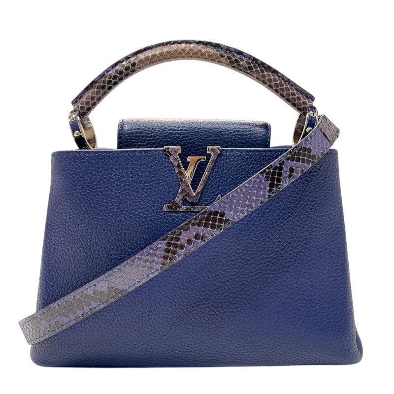 ルイ・ヴィトン LOUIS VUITTON カプシーヌBB N92667 ネイビー　シルバー金具 パイソン/レザー レディース ハンドバッグ