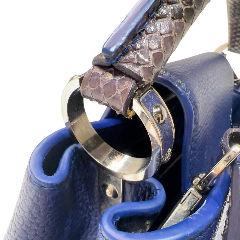 ルイ・ヴィトン LOUIS VUITTON カプシーヌBB N92667 ネイビー　シルバー金具 パイソン/レザー レディース ハンドバッグ