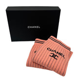 シャネル CHANEL ロゴ リブレッグウォーマー ピンク×ブラック レディース その他ファッション雑貨