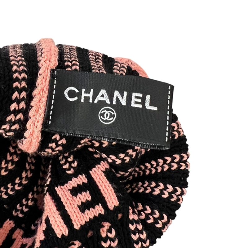 シャネル CHANEL ロゴ リブレッグウォーマー ピンク×ブラック レディース その他ファッション雑貨