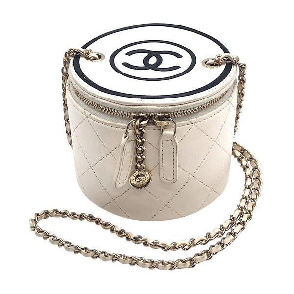 シャネル CHANEL スモールバニティチェーンショルダーバッグ AP2193 ホワイト/ブラック　ゴールド金具 カーフスキン レディース ショルダーバッグ