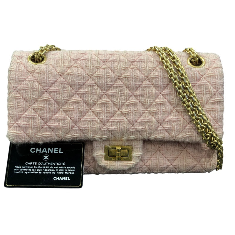 シャネル CHANEL 2.55チェーンショルダー A37586/23番台 ピンク　ゴールド金具 ツイード レディース ショルダーバッグ