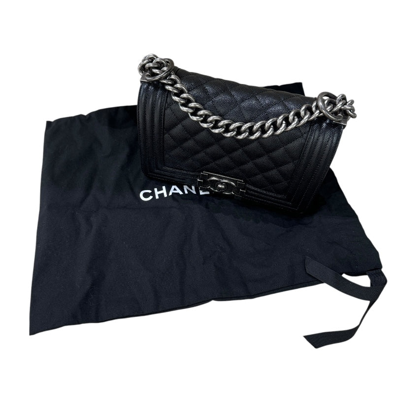 シャネル CHANEL ボーイシャネル20 A67085 ブラック　シルバー金具 キャビアスキン レディース ショルダーバッグ