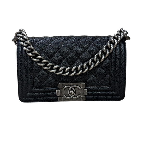 シャネル CHANEL ボーイシャネル20 A67085 ブラック　シルバー金具 キャビアスキン レディース ショルダーバッグ