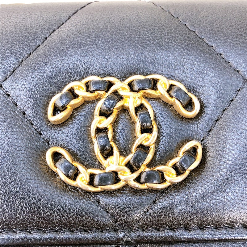 シャネル CHANEL CHANEL19 チェーンコインパース AP2409  ブラック ゴールド金具/シルバー金具 ラム レディース ショルダーバッグ