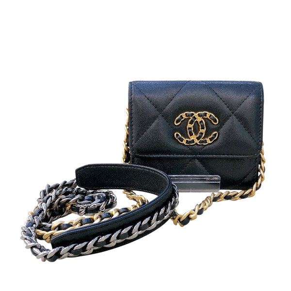 シャネル CHANEL CHANEL19 チェーンコインパース AP2409 ブラック ゴールド金具/シルバー金具 ラム レディース ショル |  中古ブランドリユースショップ OKURA(おお蔵)