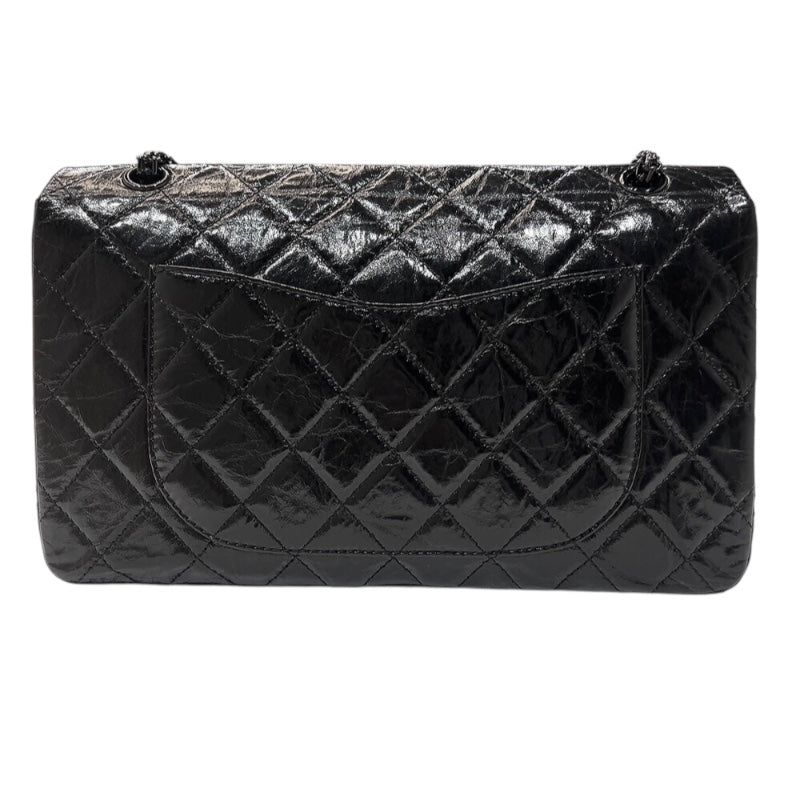 シャネル CHANEL 2.55　マトラッセマキシ　チェーンショルダー A37590  ブラック　ブラック金具 エイジドカーフスキン レディース ショルダーバッグ