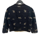 シャネル CHANEL 花柄 ノーカラーカーディガン P45369 ブラック×ゴールド 38 コットン/ナイロン/ポリエステル レディース カーディガン