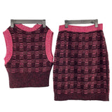 シャネル CHANEL カシミヤウールニットベスト＆スカートセットアップ P73852/P73890 ピンク ウール レディース セットアップ