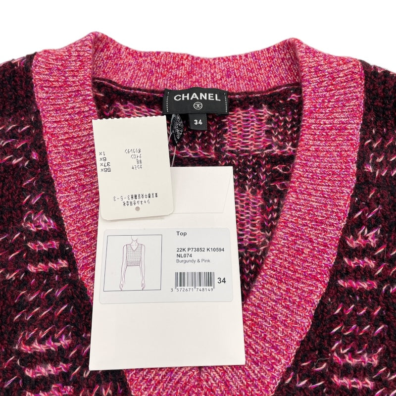 シャネル CHANEL カシミヤウールニットベスト＆スカートセットアップ P73852/P73890 ピンク ウール レディース セットアップ
