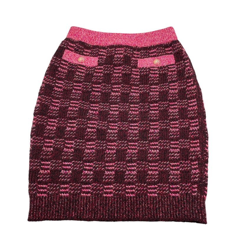 シャネル CHANEL カシミヤウールニットベスト＆スカートセットアップ P73852/P73890 ピンク ウール レディース セットアップ