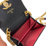 シャネル CHANEL マトラッセ　チェーンカードケース ブラック　ゴールド金具 キャビアスキン レディース ショルダーバッグ