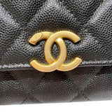 シャネル CHANEL マトラッセ　チェーンカードケース ブラック　ゴールド金具 キャビアスキン レディース ショルダーバッグ