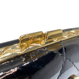 シャネル CHANEL マトラッセ　ガマ口チェーンショルダー ブラック　ゴールド金具 エナメル レディース ショルダーバッグ