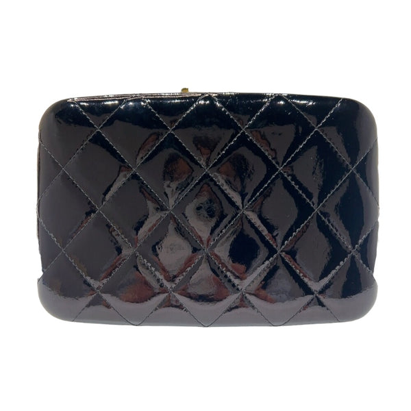 シャネル CHANEL マトラッセ　ガマ口チェーンショルダー ブラック　ゴールド金具 エナメル レディース ショルダーバッグ