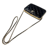 シャネル CHANEL マトラッセ　ガマ口チェーンショルダー ブラック　ゴールド金具 エナメル レディース ショルダーバッグ