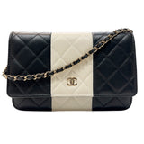 シャネル CHANEL マトラッセ チェーンウォレット AP0250 ブラック/ホワイト　ゴールド金具 ラムスキン レディース ショルダーバッグ