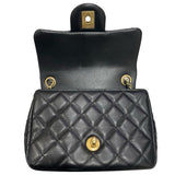 シャネル CHANEL マトラッセフリルチェーンショルダー ブラック ゴールド金具 ラムスキン レディース ショルダーバッグ