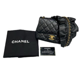 シャネル CHANEL マトラッセフリルチェーンショルダー ブラック ゴールド金具 ラムスキン レディース ショルダーバッグ