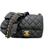 シャネル CHANEL マトラッセフリルチェーンショルダー ブラック ゴールド金具 ラムスキン レディース ショルダーバッグ