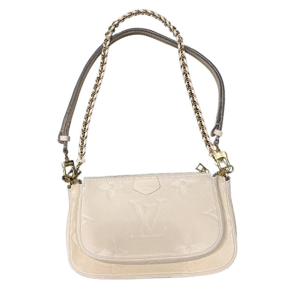 ルイ・ヴィトン LOUIS VUITTON ミュルティ・ポシェットアクセソワール M46568 ベージュ GD金具 モノグラム・アンプラント レディース ショルダーバッグ