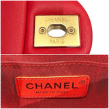 シャネル CHANEL マトラッセトップハンドルチェーンショルダー レッド・ゴールド金具 牛革 レディース ショルダーバッグ