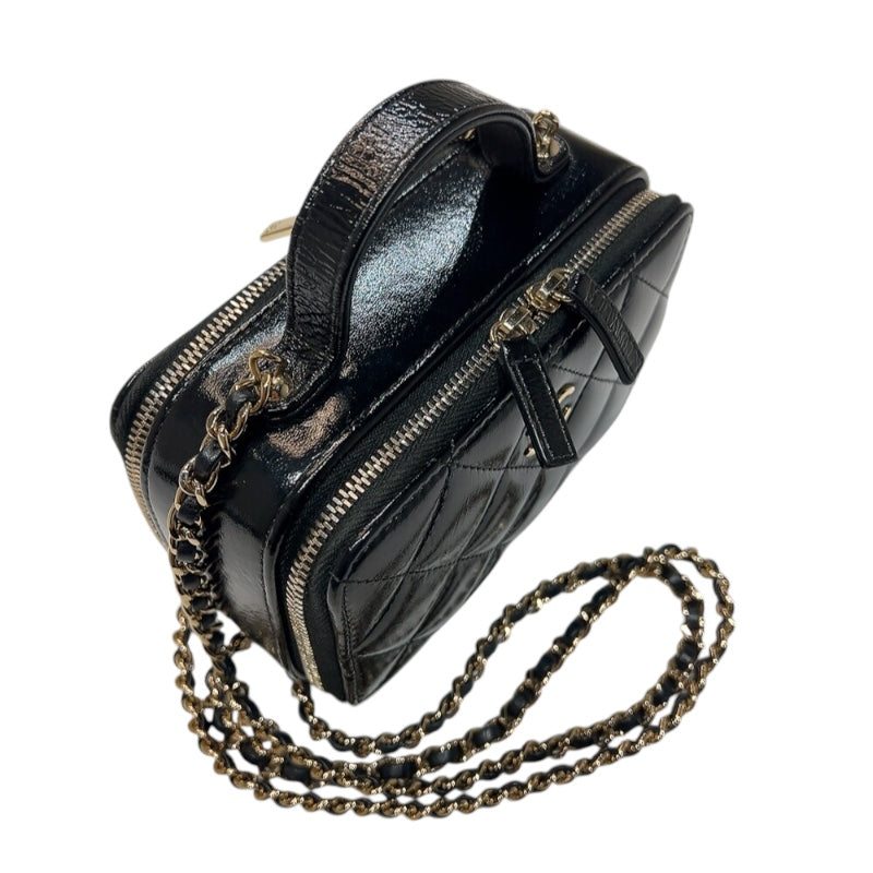 シャネル CHANEL マトラッセ トップハンドルバニティ ブラック