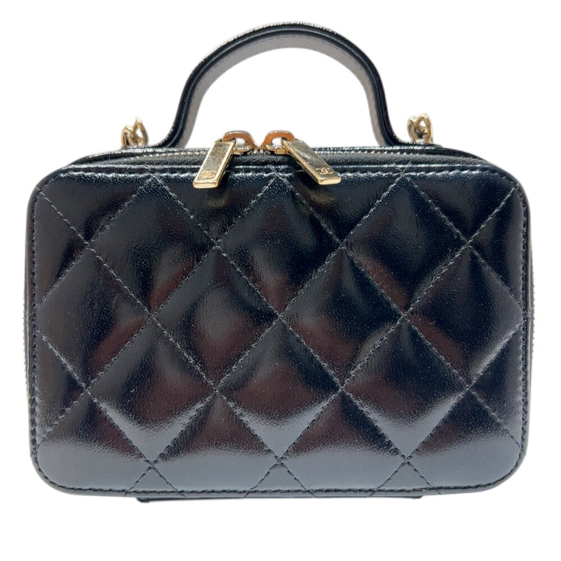 シャネル CHANEL マトラッセ トップハンドルバニティ ブラック