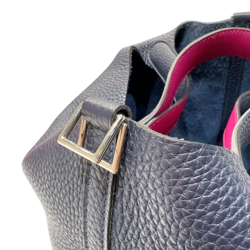 エルメス HERMES ピコタンロックMMエクラ A刻印　(2017年製) ブルーニュイ/ローズパープル　シルバー金具 トリヨンクレマンス/スイフト レディース ハンドバッグ