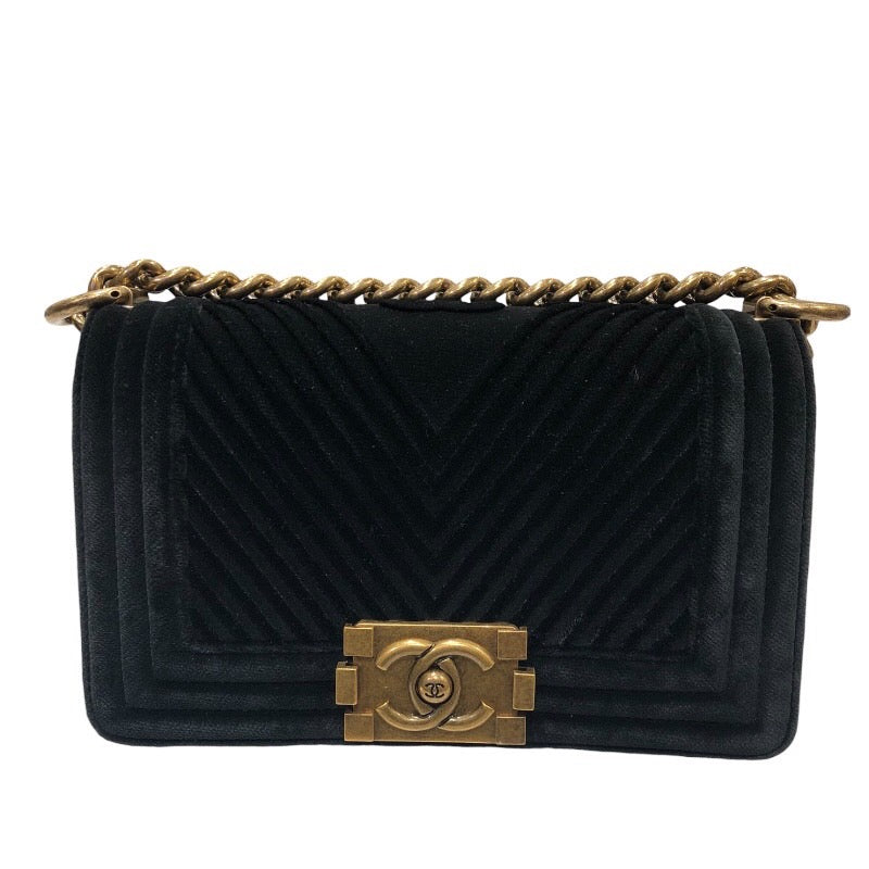 シャネル CHANEL ボーイシャネル20 A67085 ブラック/ゴールド金具 ベロア レディース ショルダーバッグ