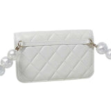 シャネル CHANEL マトラッセ パールチェーン ウォレット AP1839 ホワイト ラムスキン レディース ショルダーバッグ