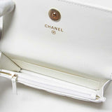 シャネル CHANEL マトラッセ パールチェーン ウォレット AP1839 ホワイト ラムスキン レディース ショルダーバッグ