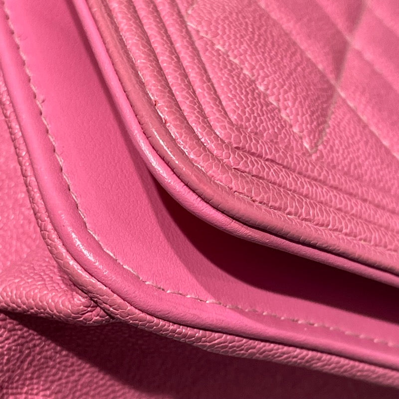 シャネル CHANEL ボーイシャネルチェーンショルダ A81969 ピンク　GD金具 キャビアスキン レディース ショルダーバッグ