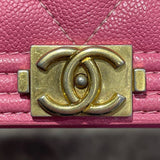 シャネル CHANEL ボーイシャネルチェーンショルダ A81969 ピンク　GD金具 キャビアスキン レディース ショルダーバッグ