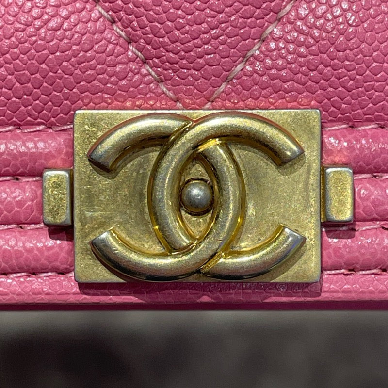 シャネル CHANEL ボーイシャネルチェーンショルダ A81969 ピンク　GD金具 キャビアスキン レディース ショルダーバッグ