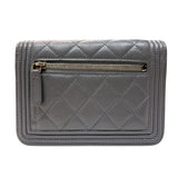 シャネル CHANEL ボーイシャネル15　ミニチェーンショルダーバッグ A67364 グレー　ゴールド金具 キャビアスキン レディース ショルダーバッグ