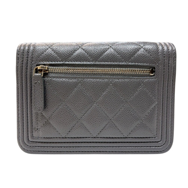 シャネル CHANEL ボーイシャネル15　ミニチェーンショルダーバッグ A67364 グレー　ゴールド金具 キャビアスキン レディース ショルダーバッグ