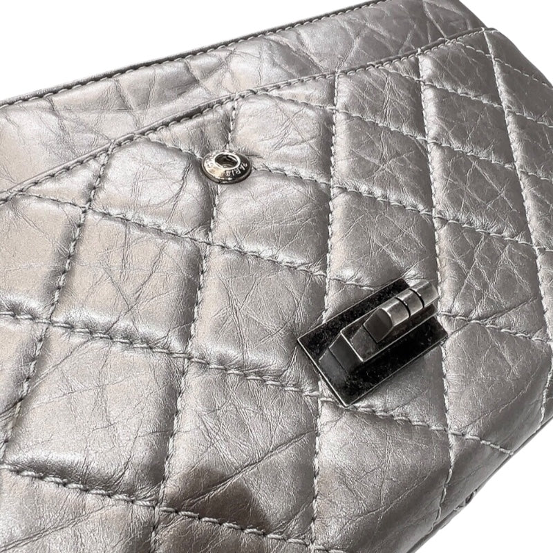 シャネル CHANEL 2.55　ラージフラップバッグ A37587 シルバー　シルバー金具 エイジドカーフ レディース ショルダーバッグ