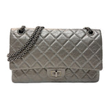 シャネル CHANEL 2.55　ラージフラップバッグ A37587 シルバー　シルバー金具 エイジドカーフ レディース ショルダーバッグ