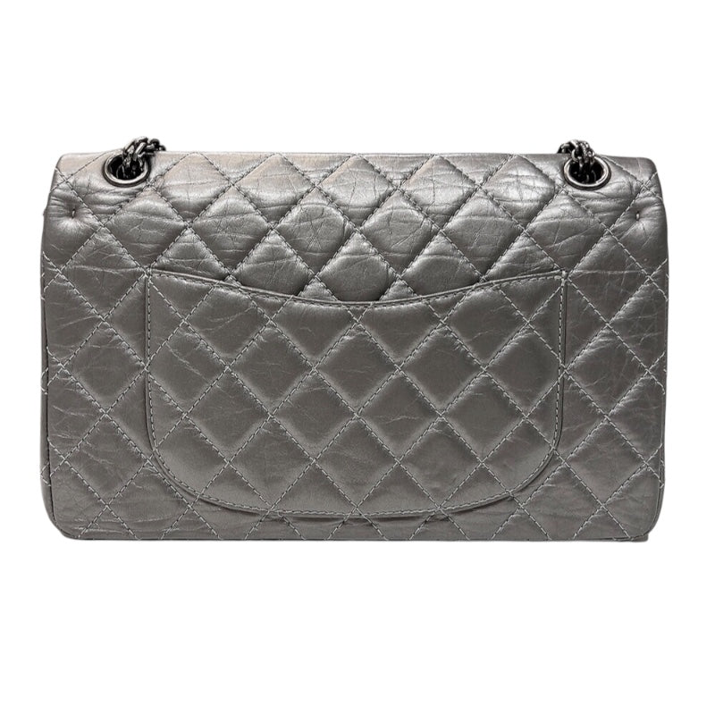 シャネル CHANEL 2.55　ラージフラップバッグ A37587 シルバー　シルバー金具 エイジドカーフ レディース ショルダーバッグ