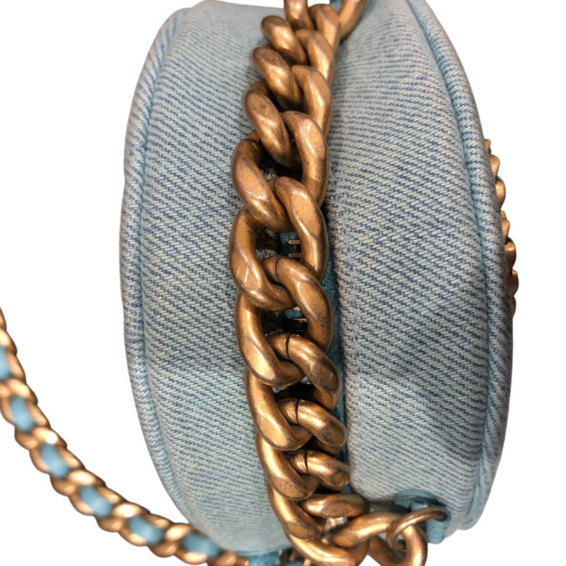 シャネル CHANEL CHANEL19 ラウンドチェーンショルダー AP0945 ライトブルー/ゴールド、シルバー金具 デニム レディース ショルダーバッグ