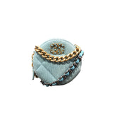 シャネル CHANEL CHANEL19 ラウンドチェーンショルダー AP0945 ライトブルー/ゴールド、シルバー金具 デニム レディース ショルダーバッグ